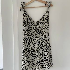 Reformation black and white tie strap dress